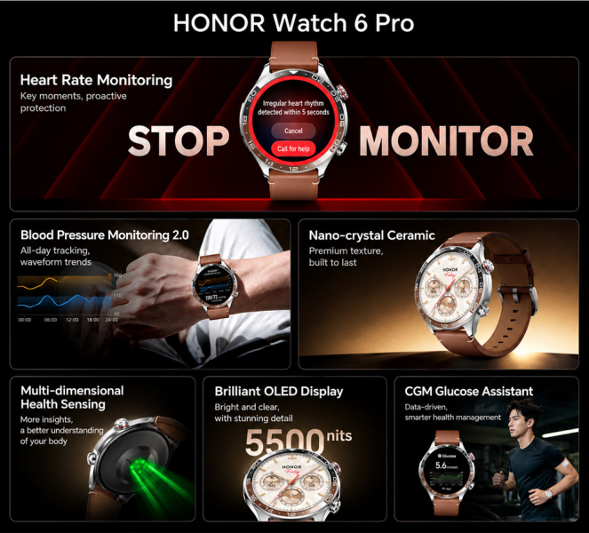 Honor Watch 6 Pro: керамика, экран на 5500 нит и отслеживание взгляда