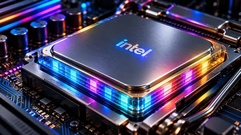 Процессор Intel с подсветкой MicroLED на стекле