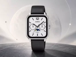 Casio представила прямоугольные часы MTP-M305LC-7AV: строгая классика с индикатором фаз Луны за $135