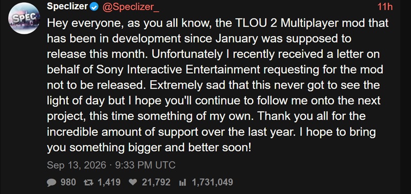 Сами не выпустили и другим не дают: Sony заставила отменить мультиплеерный мод для The Last of Us Part II незадолго до релиза