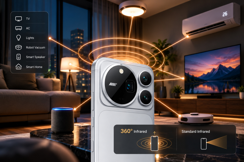 Honor Magic 9 Pro Max позволяет управлять техникой без прицеливания благодаря ИК-порту на 360 градусов