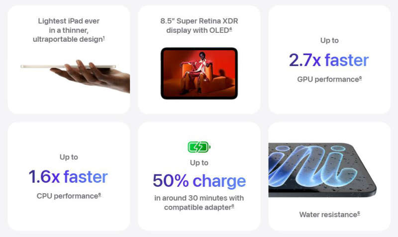 iPad mini перешел на OLED: 8.5-дюймовый экран и чип A20 Pro в корпусе толщиной 5.4 мм