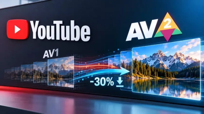 Логотип YouTube на фоне технологических схем
