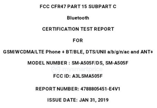 Samsung Galaxy A50 в FCC: 6.22-дюймовый дисплей и поддержка Bluetooth 5.0