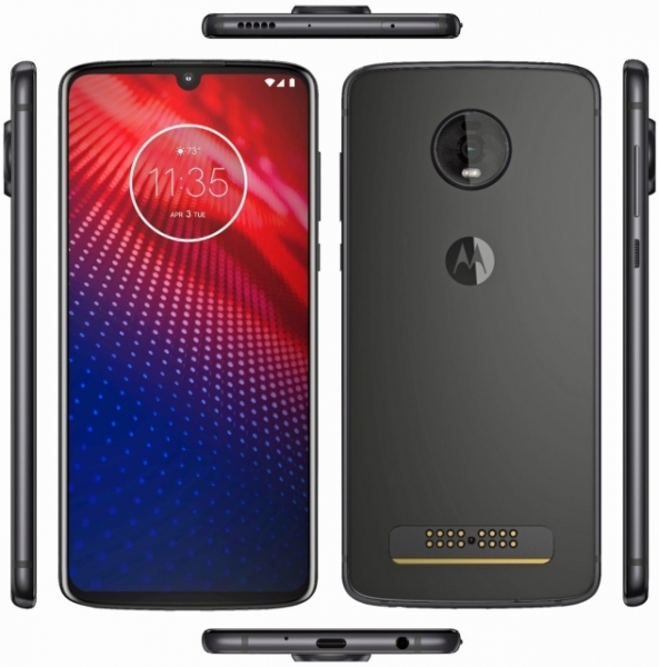 Moto Z4 появилась на новом рендере с каплевидным вырезом на экране и одной основной камерой